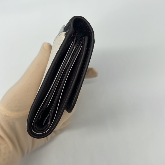 Coach Small Trifold Wallet Silver/Chalk Black Multi - Picture 4 of 15